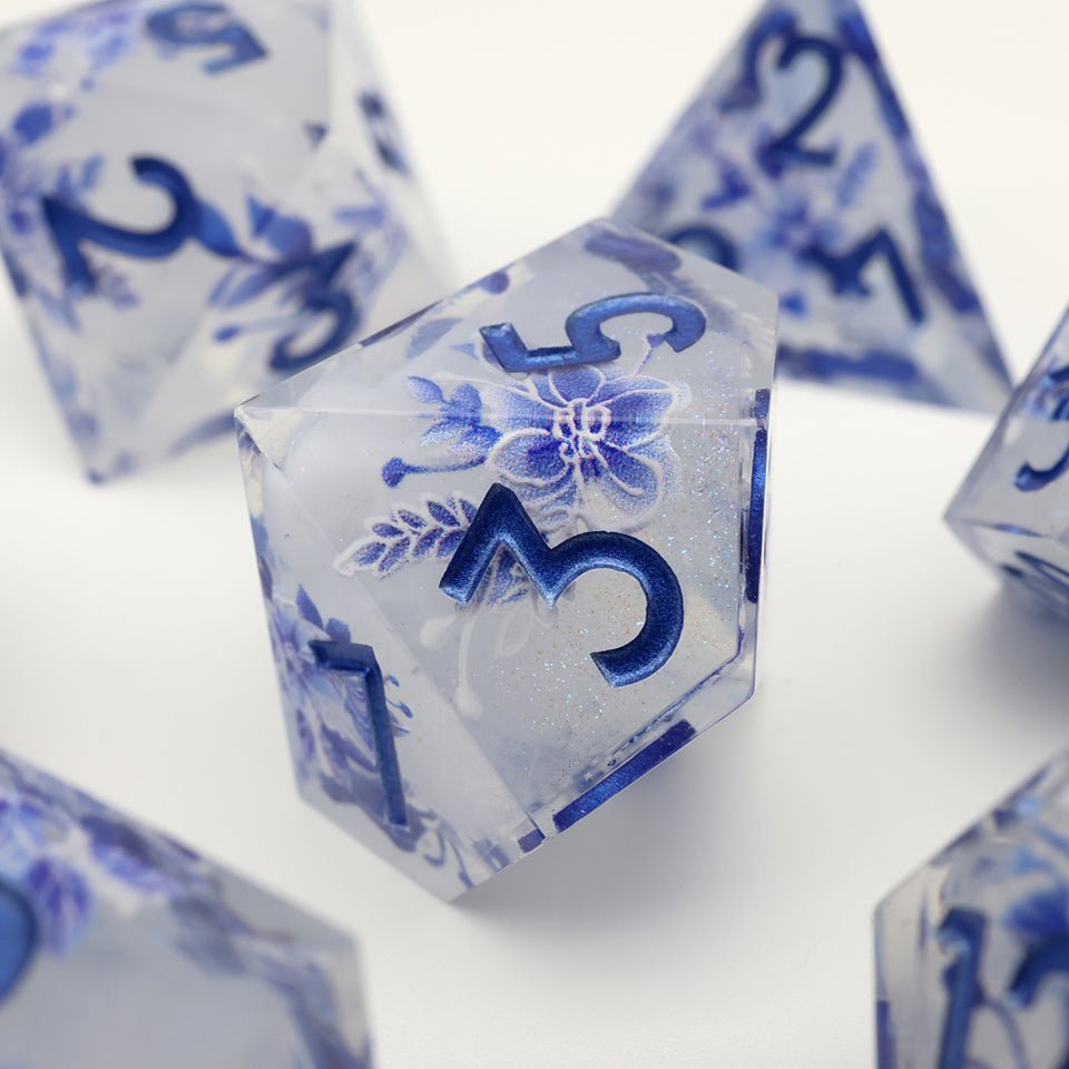 Snowflower | Art Core Dice| 7 Piece Set - Tabletop Dominion - We Print Miniatures