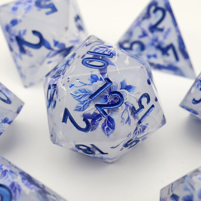 Snowflower | Art Core Dice| 7 Piece Set - Tabletop Dominion - We Print Miniatures