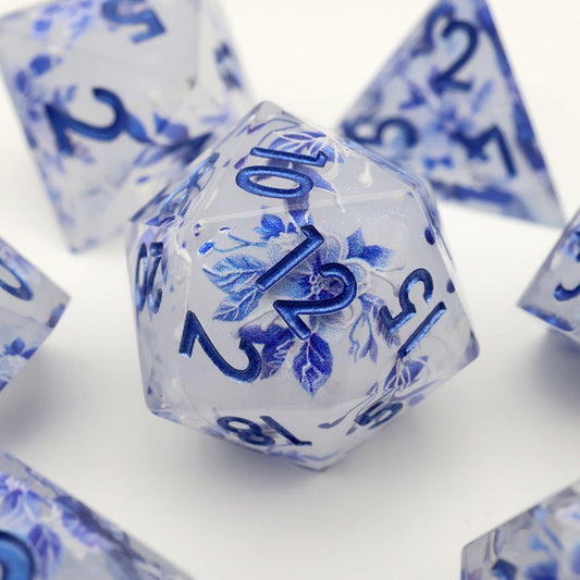 Snowflower | Art Core Dice| 7 Piece Set - Tabletop Dominion - We Print Miniatures