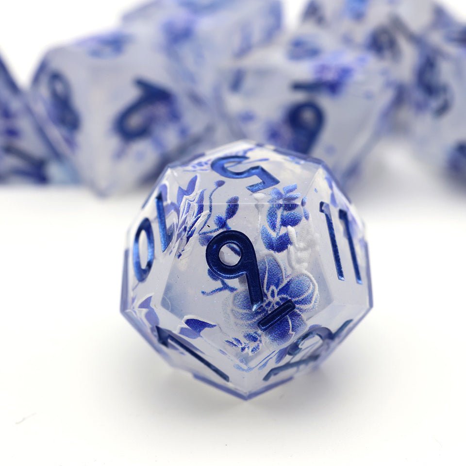 Snowflower | Art Core Dice| 7 Piece Set - Tabletop Dominion - We Print Miniatures