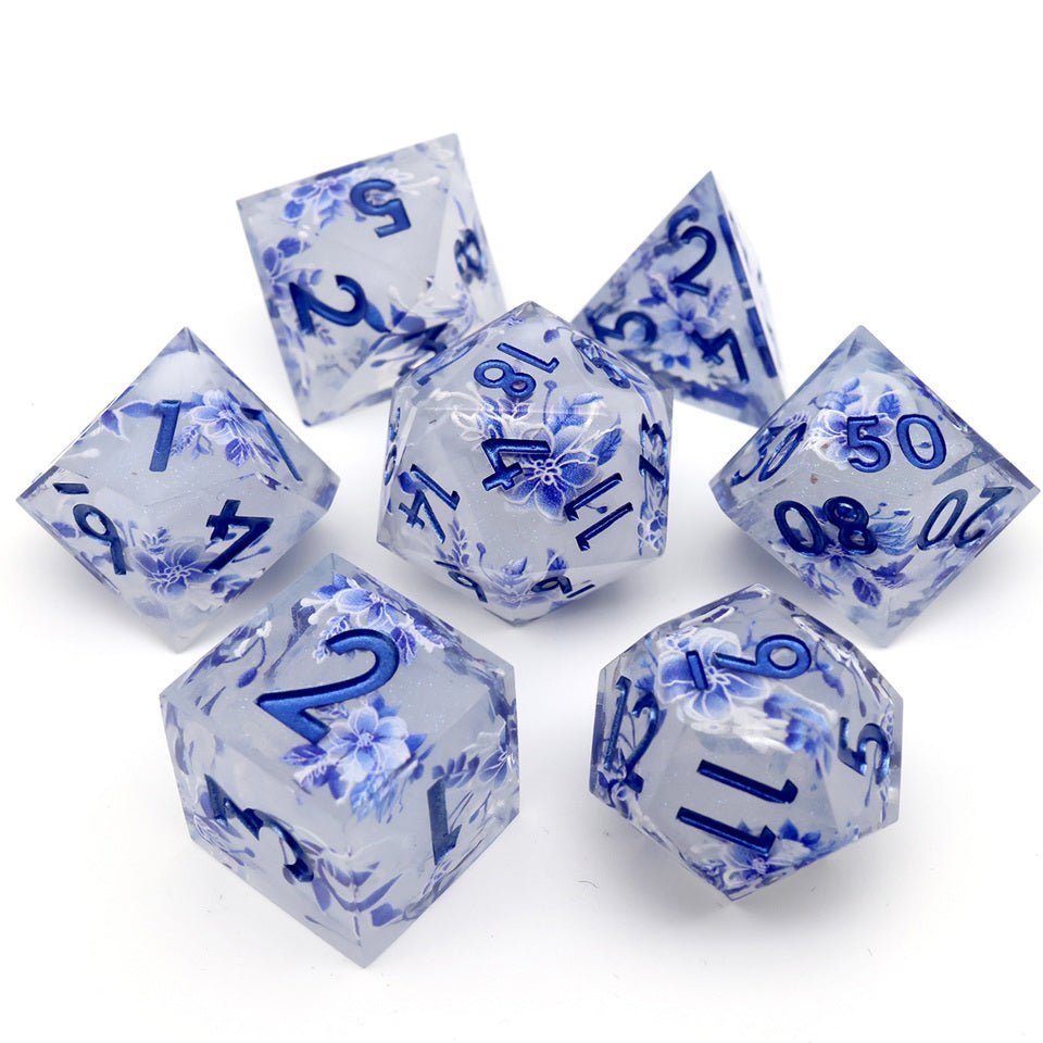Snowflower | Art Core Dice| 7 Piece Set - Tabletop Dominion - We Print Miniatures
