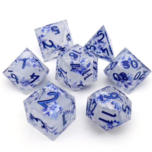Snowflower | Art Core Dice| 7 Piece Set - Tabletop Dominion - We Print Miniatures
