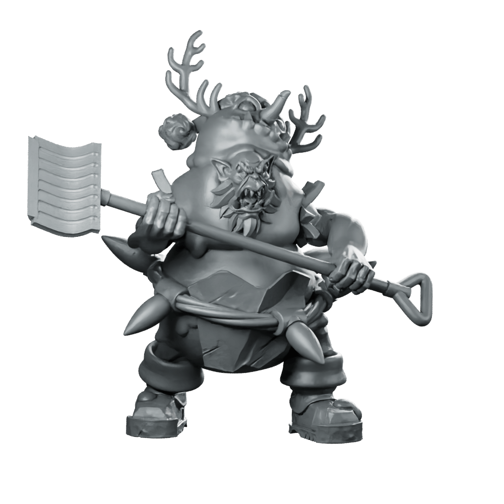 Snowman Orc Miniature Holiday Shovel Antler Warrior - CastNPlay - We Print Miniatures