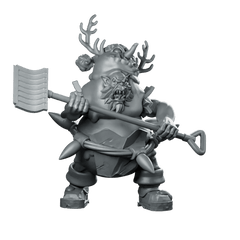 Snowman Orc Miniature Holiday Shovel Antler Warrior - CastNPlay - We Print Miniatures