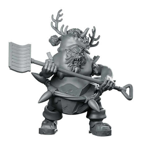 Snowman Orc Miniature Holiday Shovel Antler Warrior - CastNPlay - We Print Miniatures