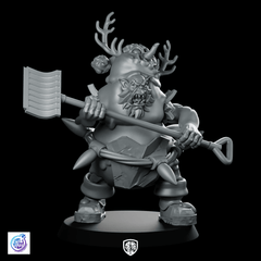 Snowman Orc Miniature Holiday Shovel Antler Warrior - CastNPlay - We Print Miniatures