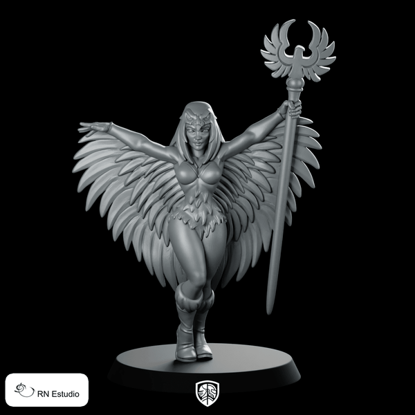 Soa - Ra 80's Hero Miniature Winged Staff Warrior - RN Estudio - We Print Miniatures