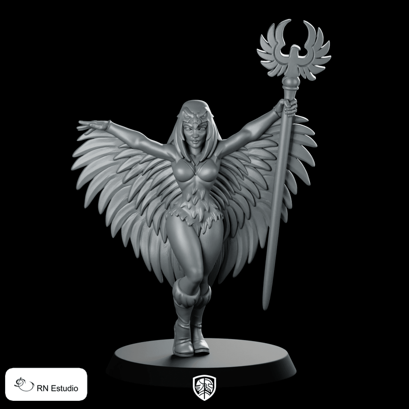 Soa - Ra 80's Hero Miniature Winged Staff Warrior - RN Estudio - We Print Miniatures
