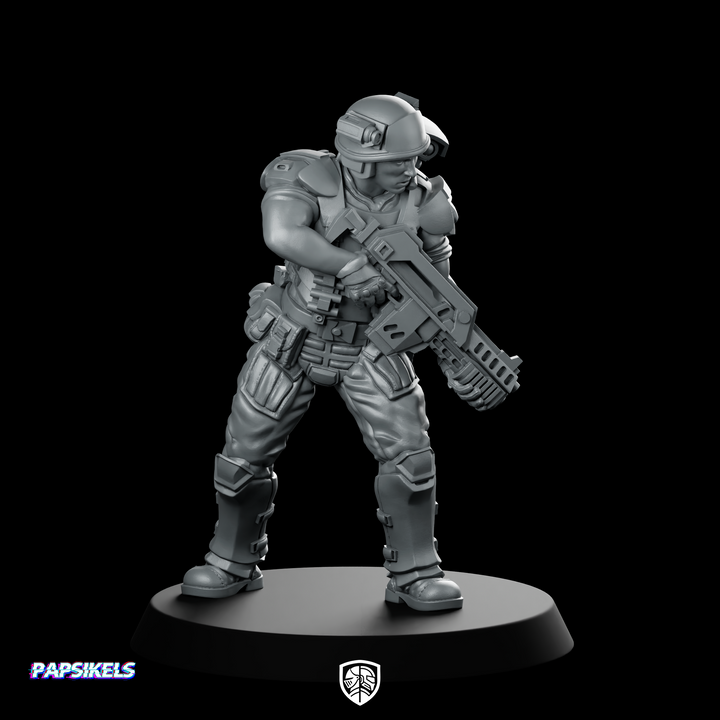 Soldier James Moregan scifi Miniature Armored Rifleman Hero