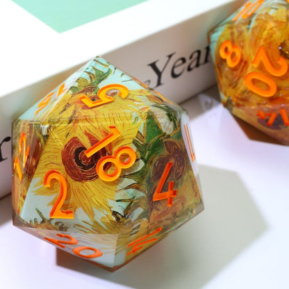 Solflowers Grace | 50mm D20 | Oversized Art Core Dice - Tabletop Dominion - We Print Miniatures