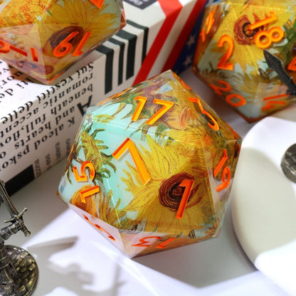 Solflowers Grace | 50mm D20 | Oversized Art Core Dice - Tabletop Dominion - We Print Miniatures