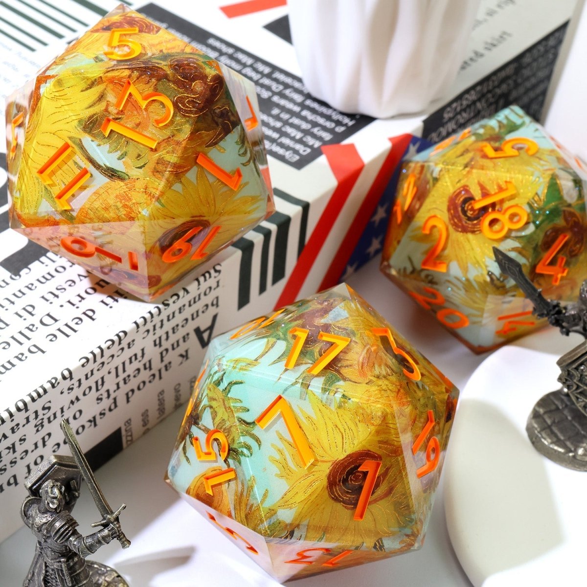 Solflowers Grace | 50mm D20 | Oversized Art Core Dice - Tabletop Dominion - We Print Miniatures
