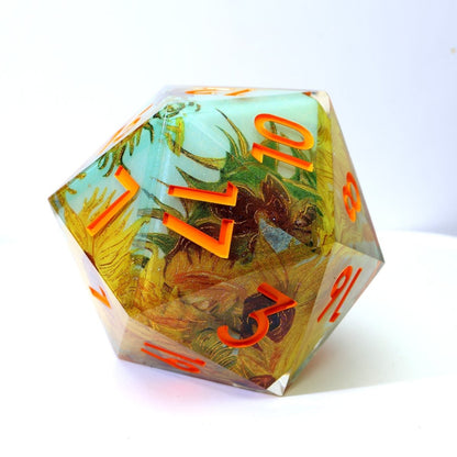 Solflowers Grace | 50mm D20 | Oversized Art Core Dice - Tabletop Dominion - We Print Miniatures