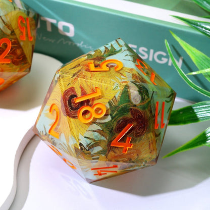 Solflowers Grace | 50mm D20 | Oversized Art Core Dice - Tabletop Dominion - We Print Miniatures