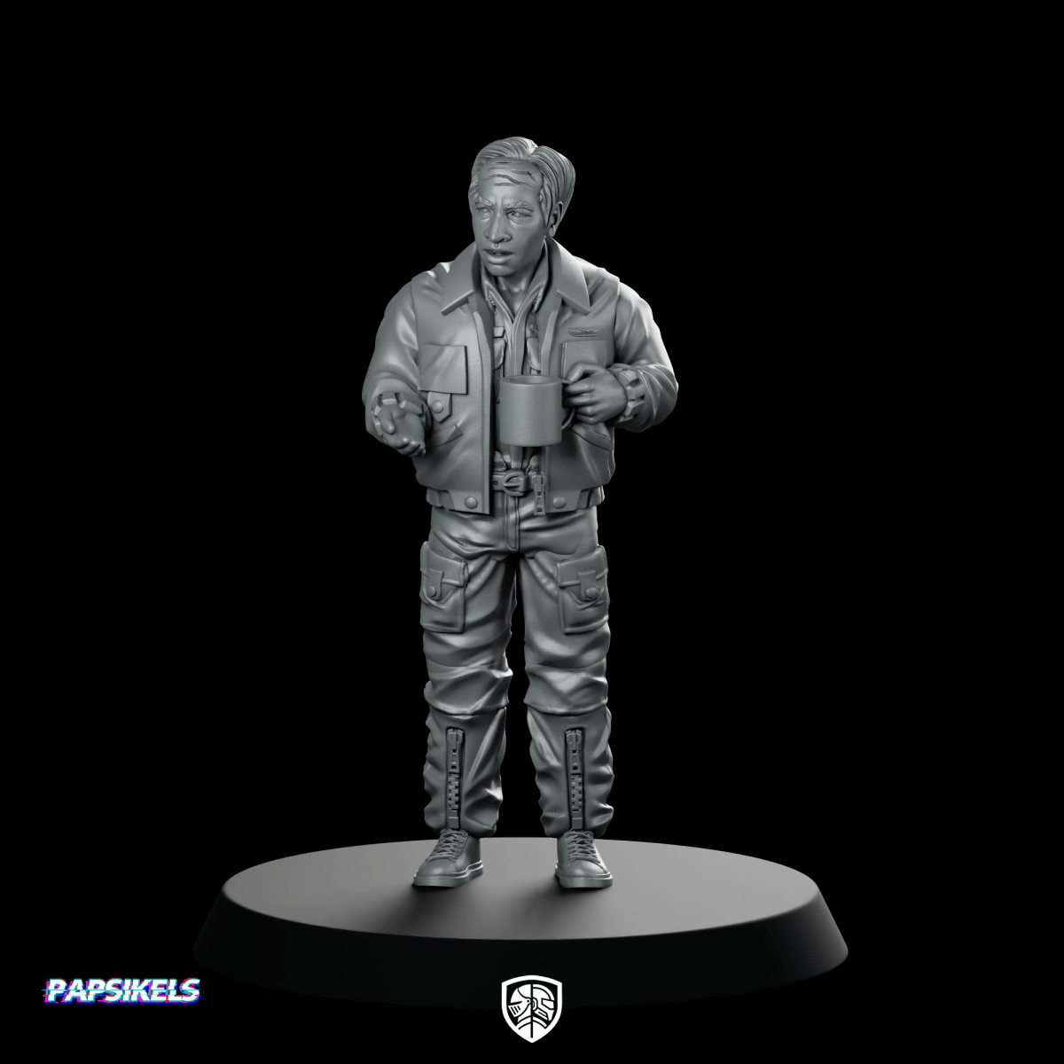 Space Crew Commanding Officer Miniature Sci - Fi Leader - Papsikels Miniatures - We Print Miniatures