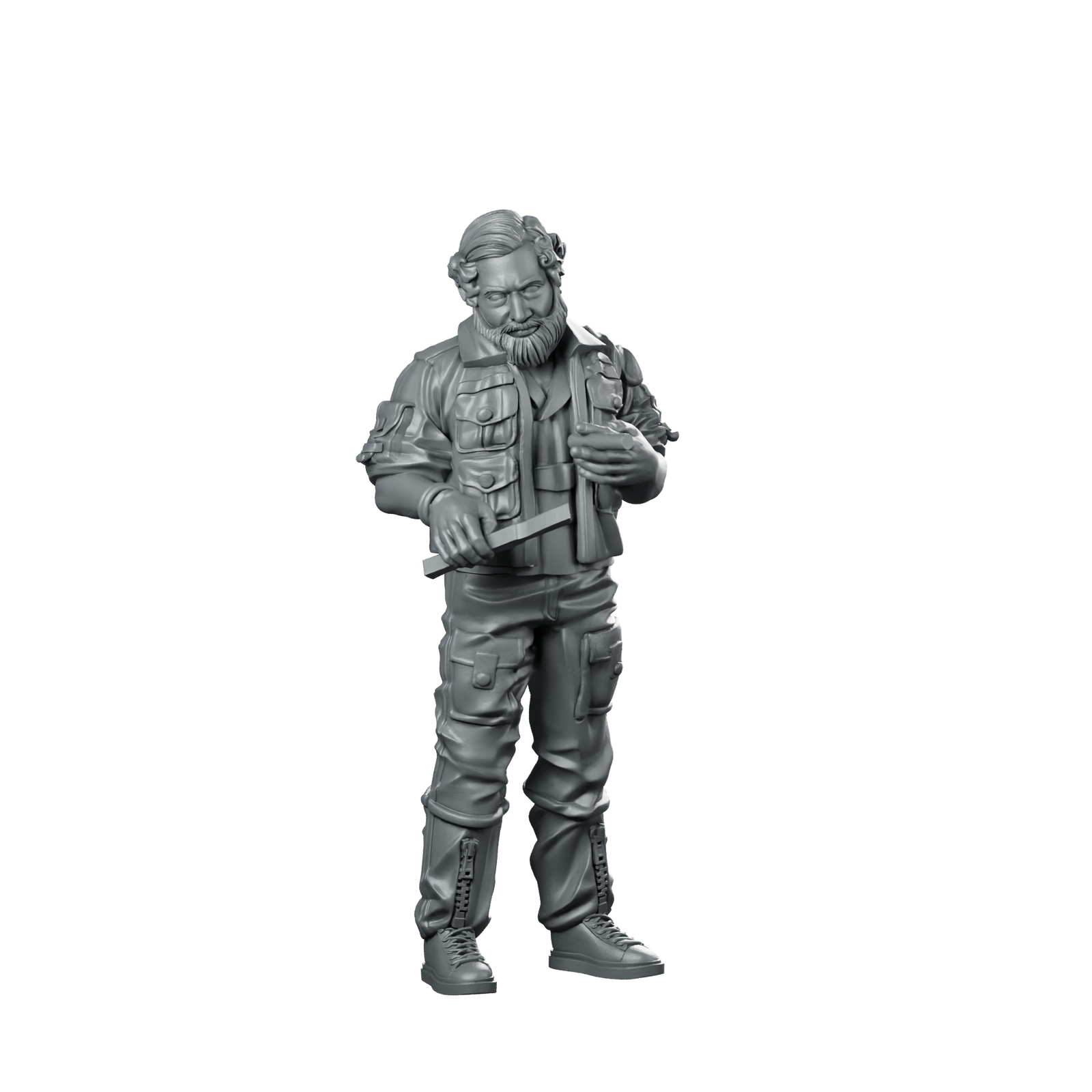 Space Crew Medical Officer Bearded Mercenary Operative Miniature 360 Spin 01