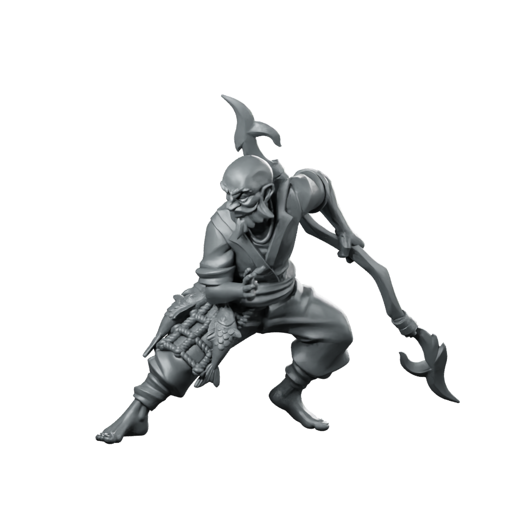 Spearfishing Noraki Miniature Dynamic Fisherman DnD Townsfolk Miniature 360 Spin 01