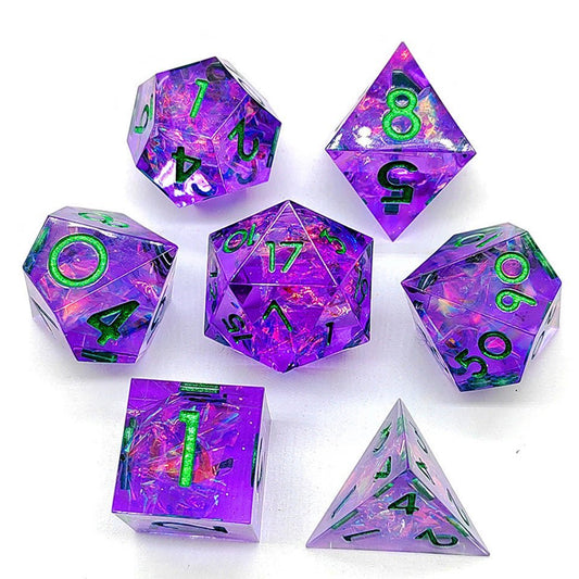 Spectral Amethyst | Sharp Edge Dice | 7 Piece Set - Tabletop Dominion - We Print Miniatures