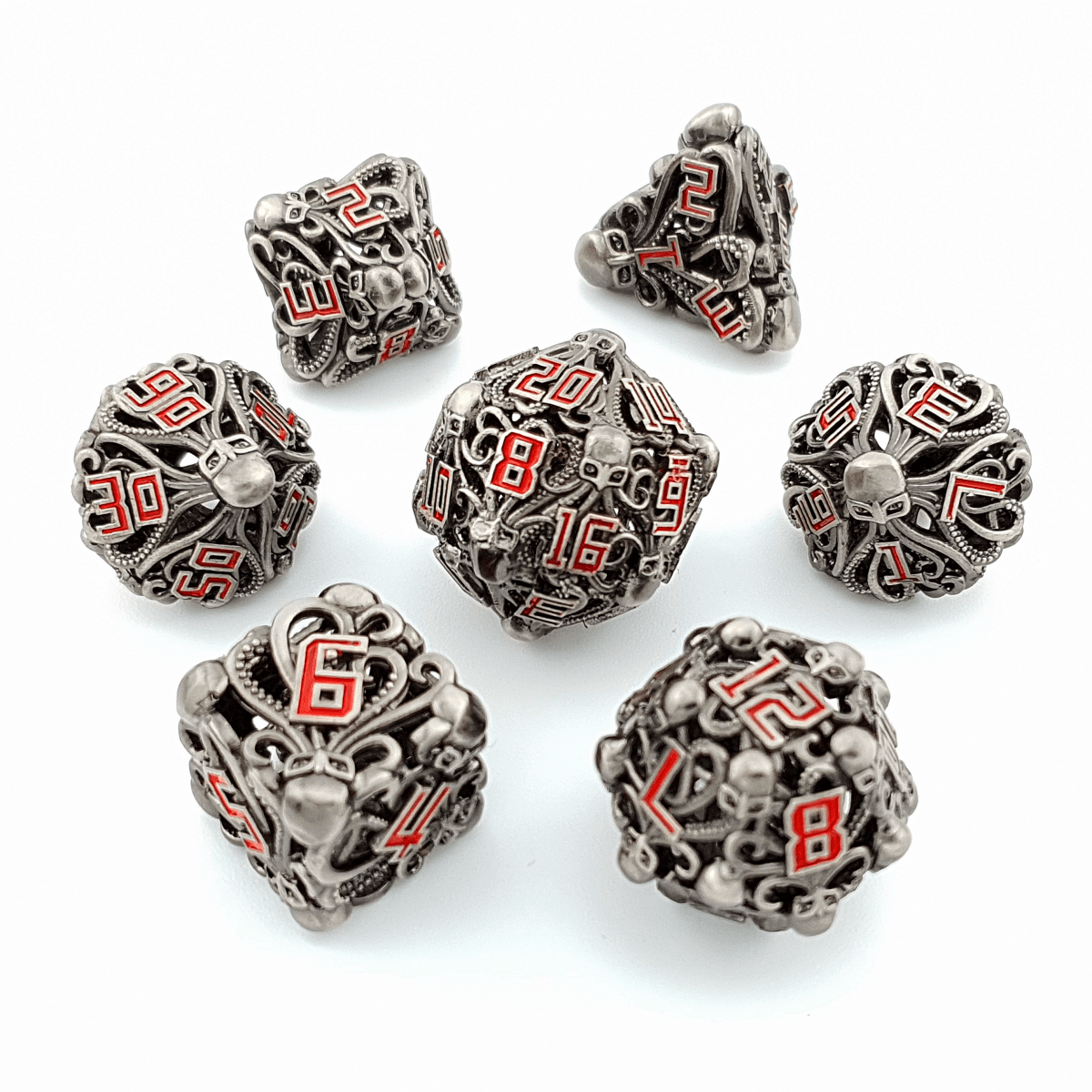 Spectral Depths | Hollow Metal Dice | 7 Piece Set - Tabletop Dominion - We Print Miniatures
