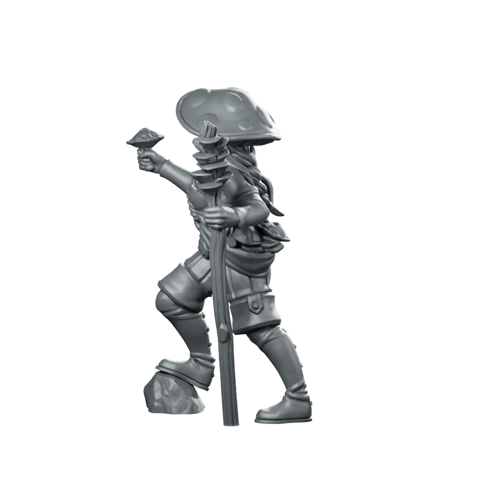 Spore Druid Fantasy Miniature Fungal Mushroom Staff Miniature 360 Spin 01