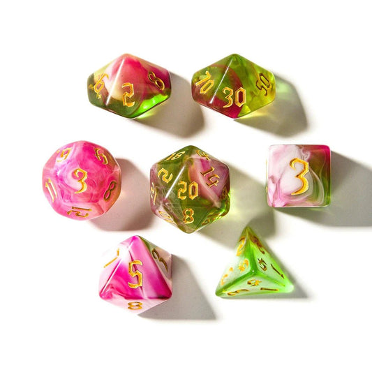 Springtime Swirl | Acrylic Dice | 7 Piece Set - Tabletop Dominion - We Print Miniatures