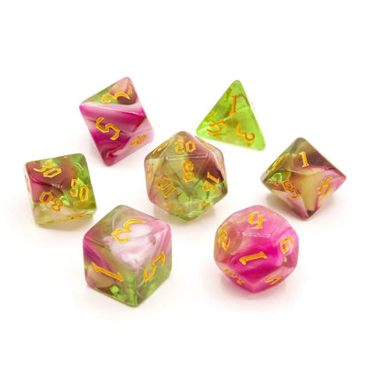 Springtime Swirl | Acrylic Dice | 7 Piece Set - Tabletop Dominion - We Print Miniatures