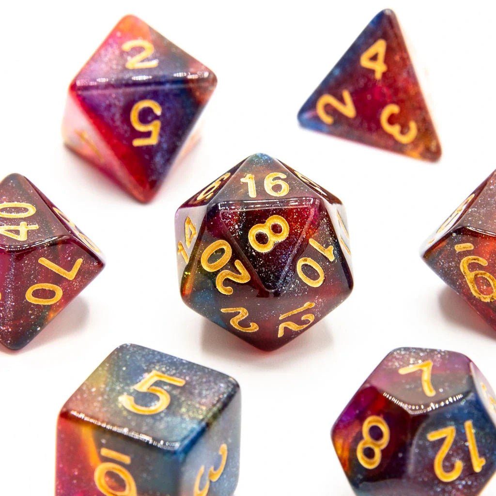 Starlight Reverie | Acrylic Dice | 7 Piece Set - Tabletop Dominion - We Print Miniatures