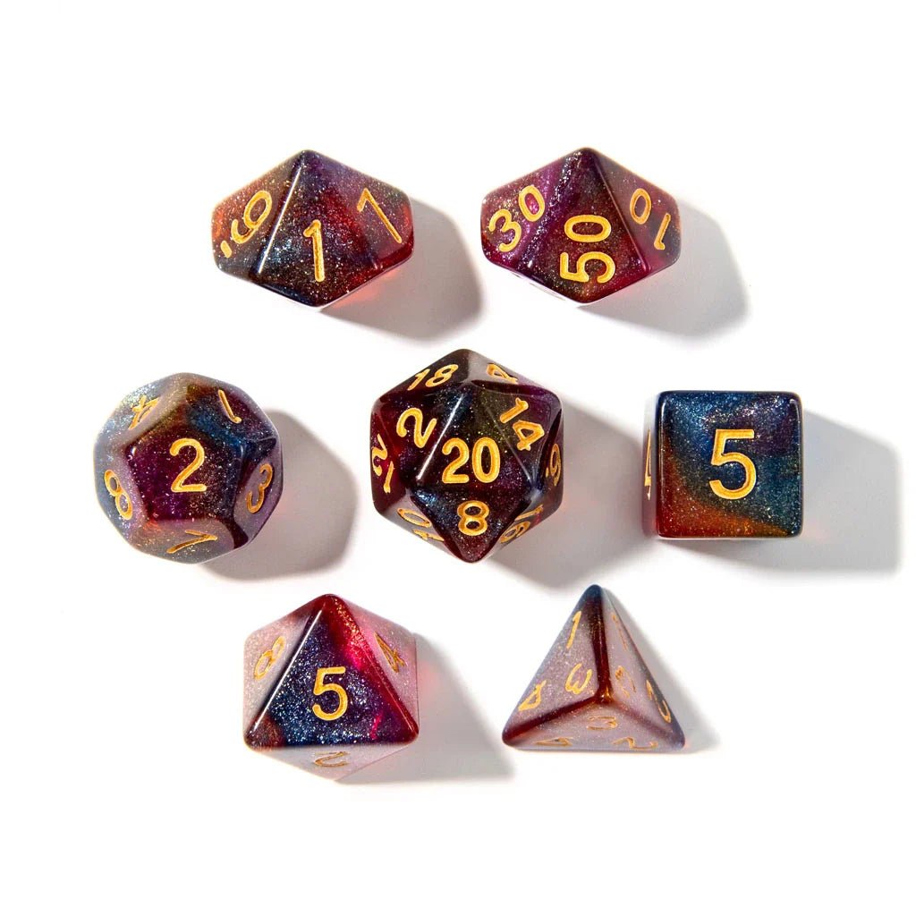 Starlight Reverie | Acrylic Dice | 7 Piece Set - Tabletop Dominion - We Print Miniatures