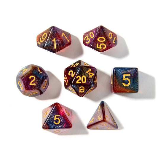Starlight Reverie | Acrylic Dice | 7 Piece Set - Tabletop Dominion - We Print Miniatures