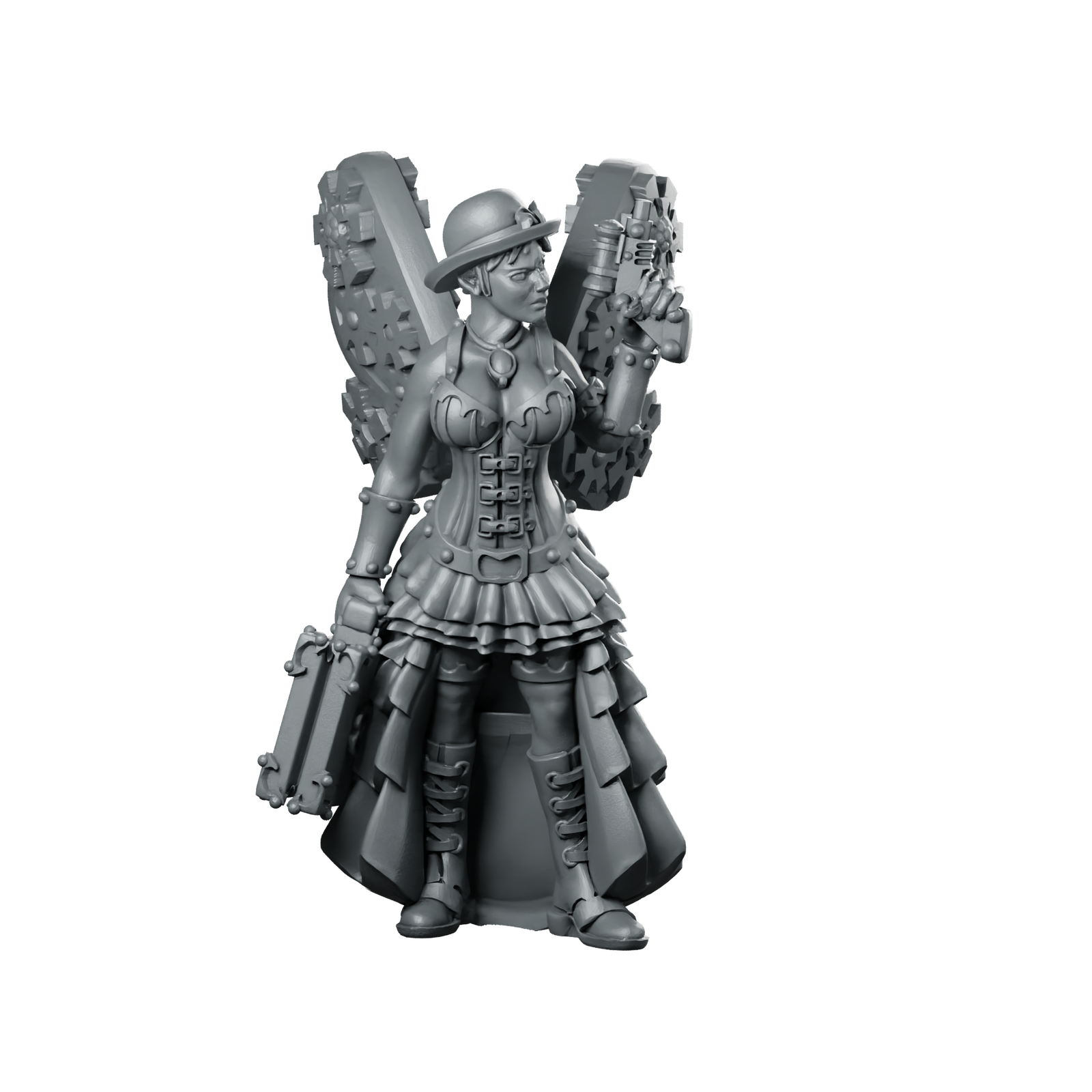 Steamgirl Miniature Clockwork Fairy Artificer Miniature 360 Spin 01