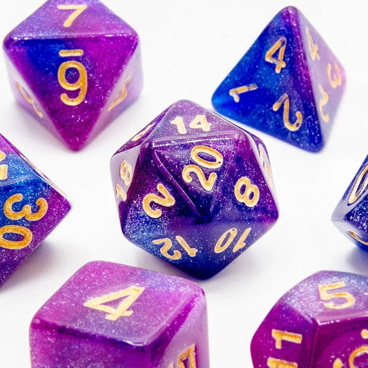 Stellar Twilight | Acrylic Dice | 7 Piece Set - Tabletop Dominion - We Print Miniatures