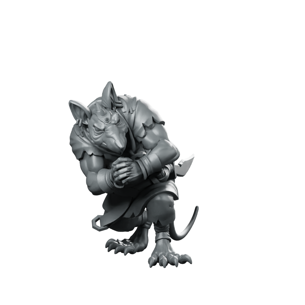 Street Brawler Rat Miniature Sewer Ratfolk Fighter Miniature 360 Spin 01