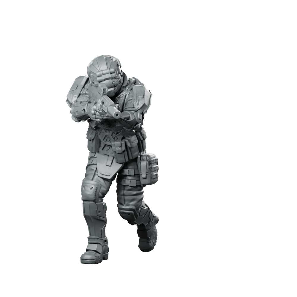 Striker Cyberpunk Miniature Tactical Trooper Rifleman Sci-Fi Miniature 360 Spin 01