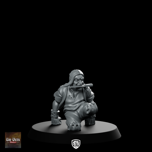 Stumpy Fantasy Miniature Sneaky Crouching Halfling NPC
