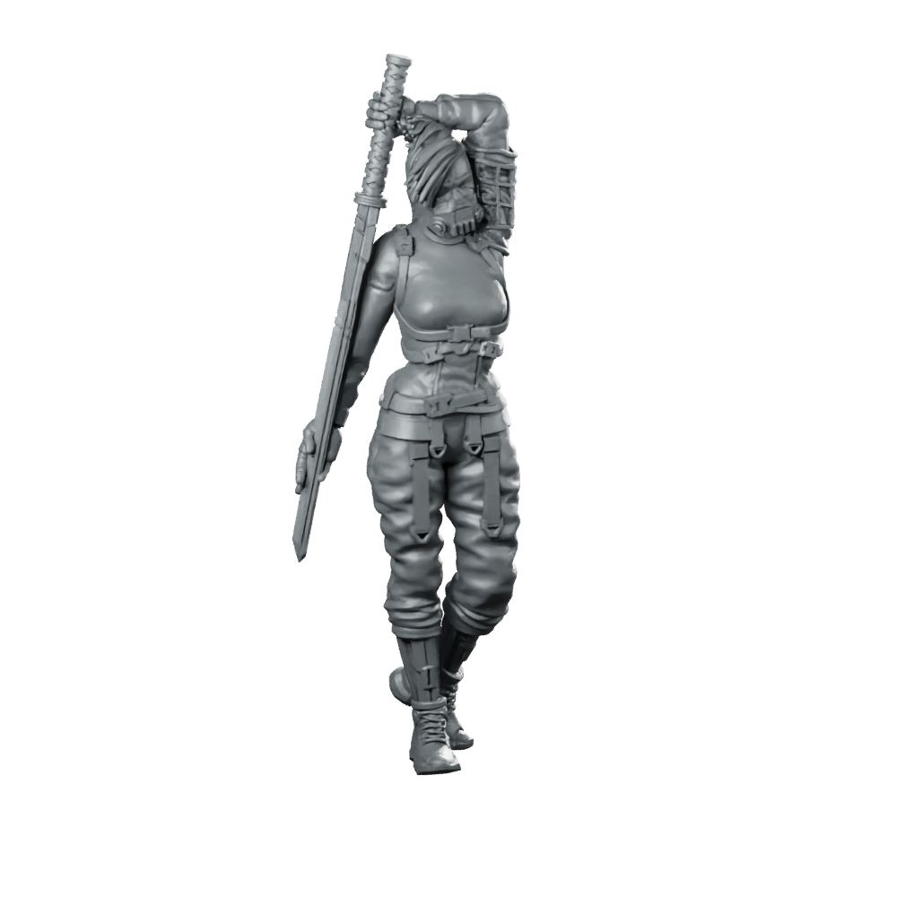Suki 01 Cyberpunk Miniature Katana Martial Artist Operative Miniature 360 Spin 01