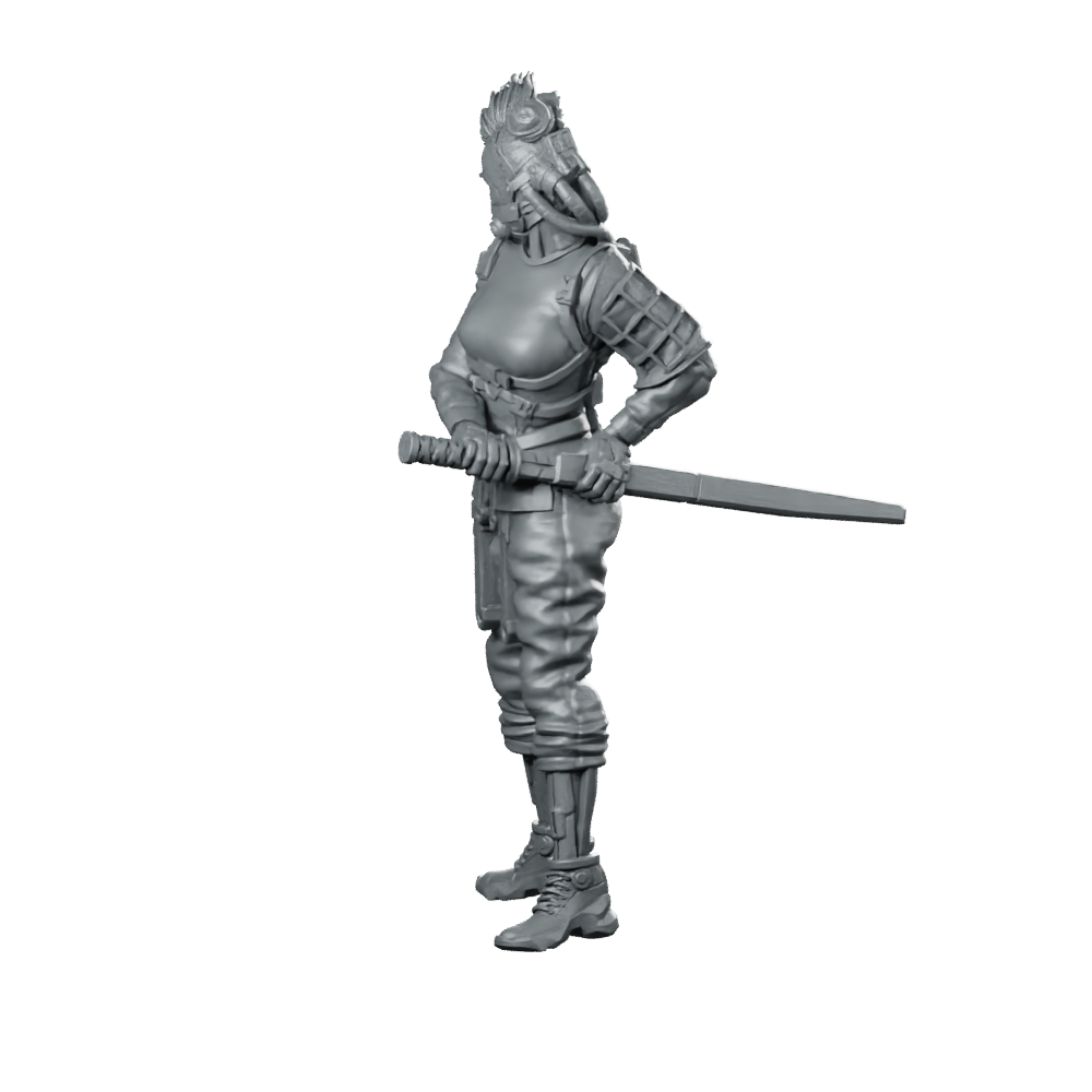 Suki 02 Cyberpunk Miniature Katana Operative Sci-Fi Miniature 360 Spin 01