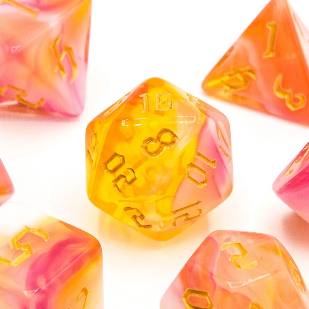 Sunset Dream | Acrylic Dice | 7 Piece Set - Tabletop Dominion - We Print Miniatures