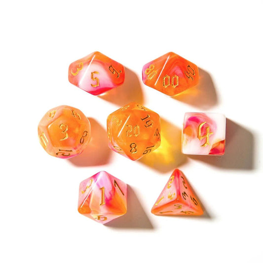 Sunset Dream | Acrylic Dice | 7 Piece Set - Tabletop Dominion - We Print Miniatures