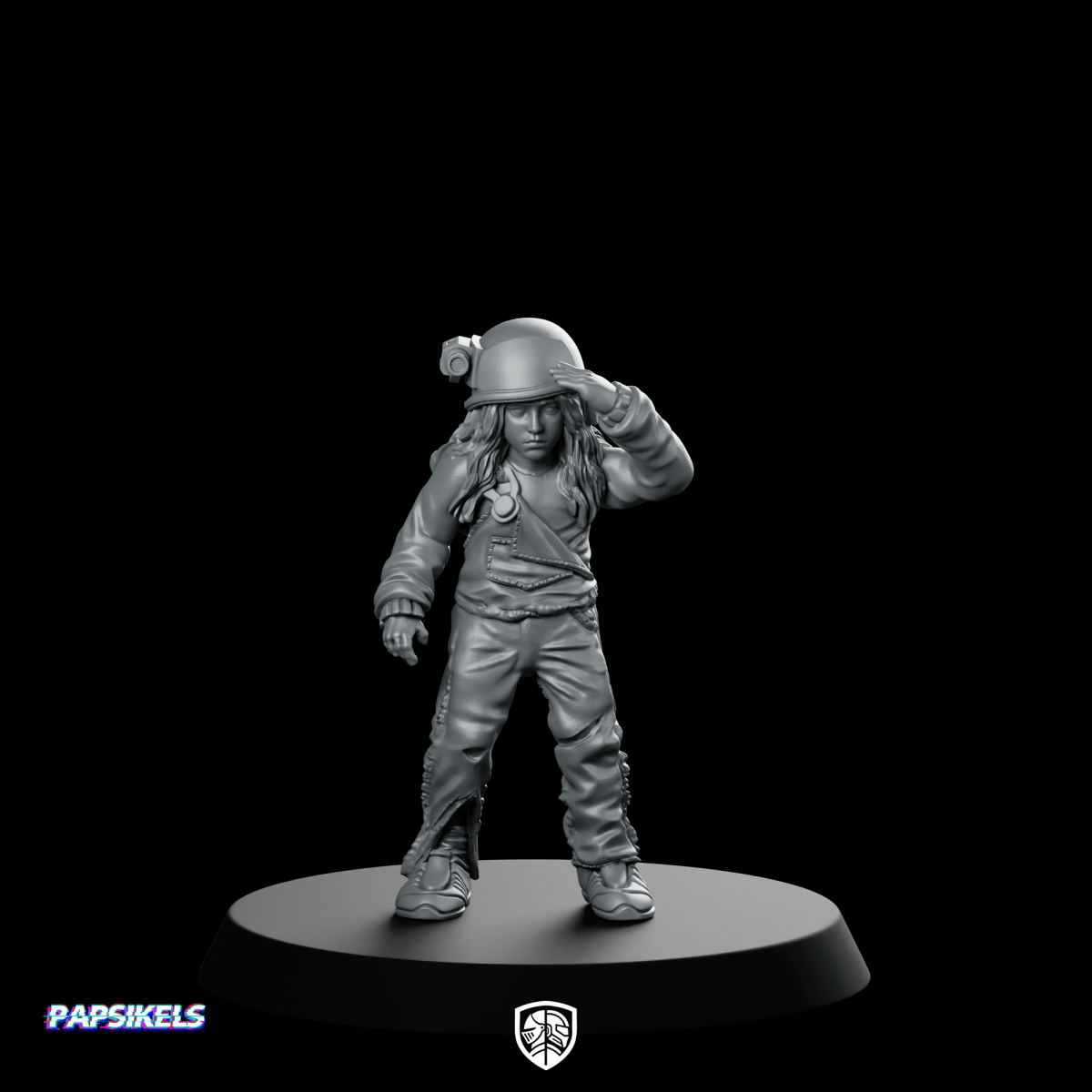 Surrogate Child Salute Miniature Sci - Fi Saluting Survivor - Papsikels Miniatures - We Print Miniatures