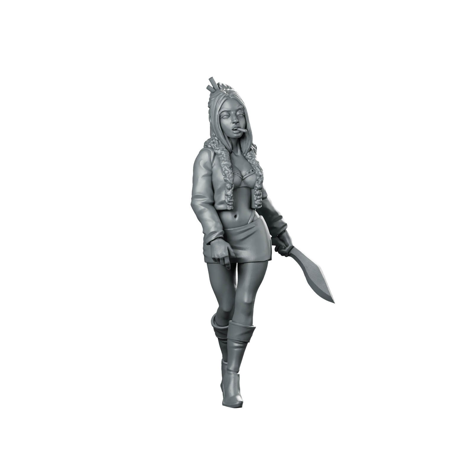 Survivor2 Miniature Survivor Woman Machete Braided Hair Miniature 360 Spin 01