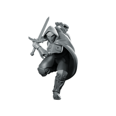Swinging His Blade Miniature Hooded Cloaked Swordsman Adventurer - CastNPlay - We Print Miniatures