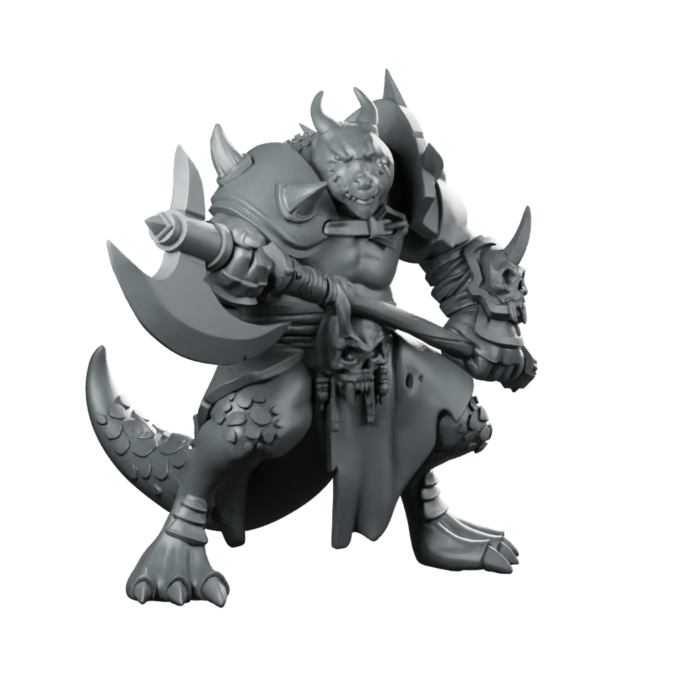Swolbolds B Miniature Minotaur Warrior Miniature 360 Spin 01