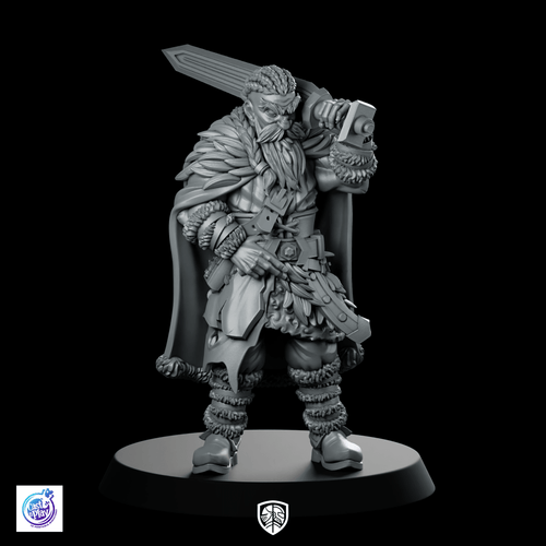 Sword Man Viking Miniature Grizzled Warrior Oversized - CastNPlay - We Print Miniatures
