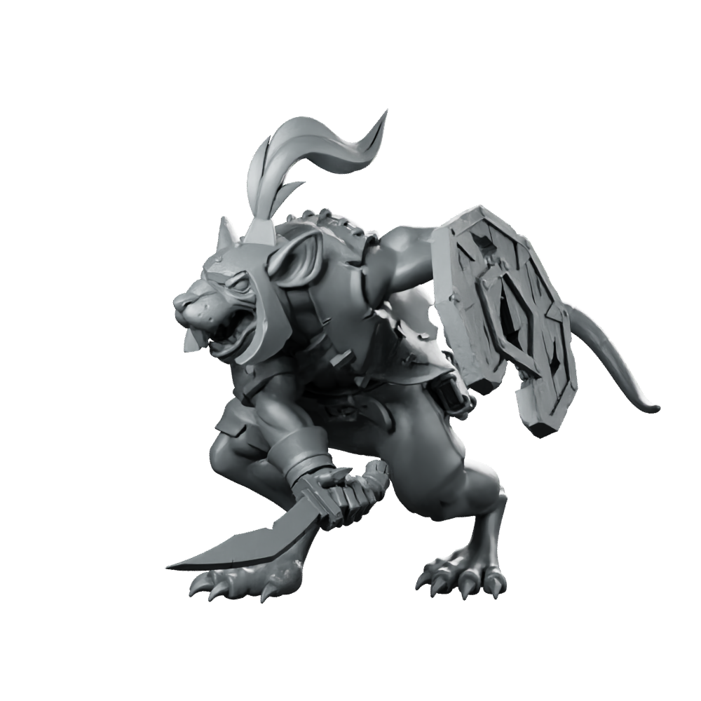 Sword Slash Ratfolk Miniature Rogue Dagger Sewer Sneak Miniature 360 Spin 01