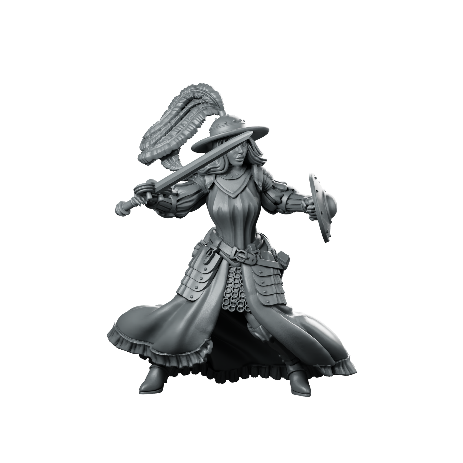 Swordgirl 3 Miniature Duelist Swordswoman Buckler Miniature 360 Spin 01