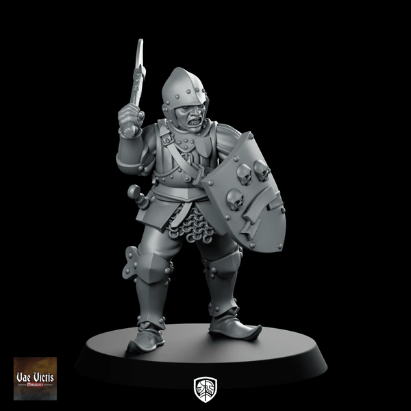 Swords For Hire 01 Miniature Mercenary Shield Sword - Vae Victis - We Print Miniatures