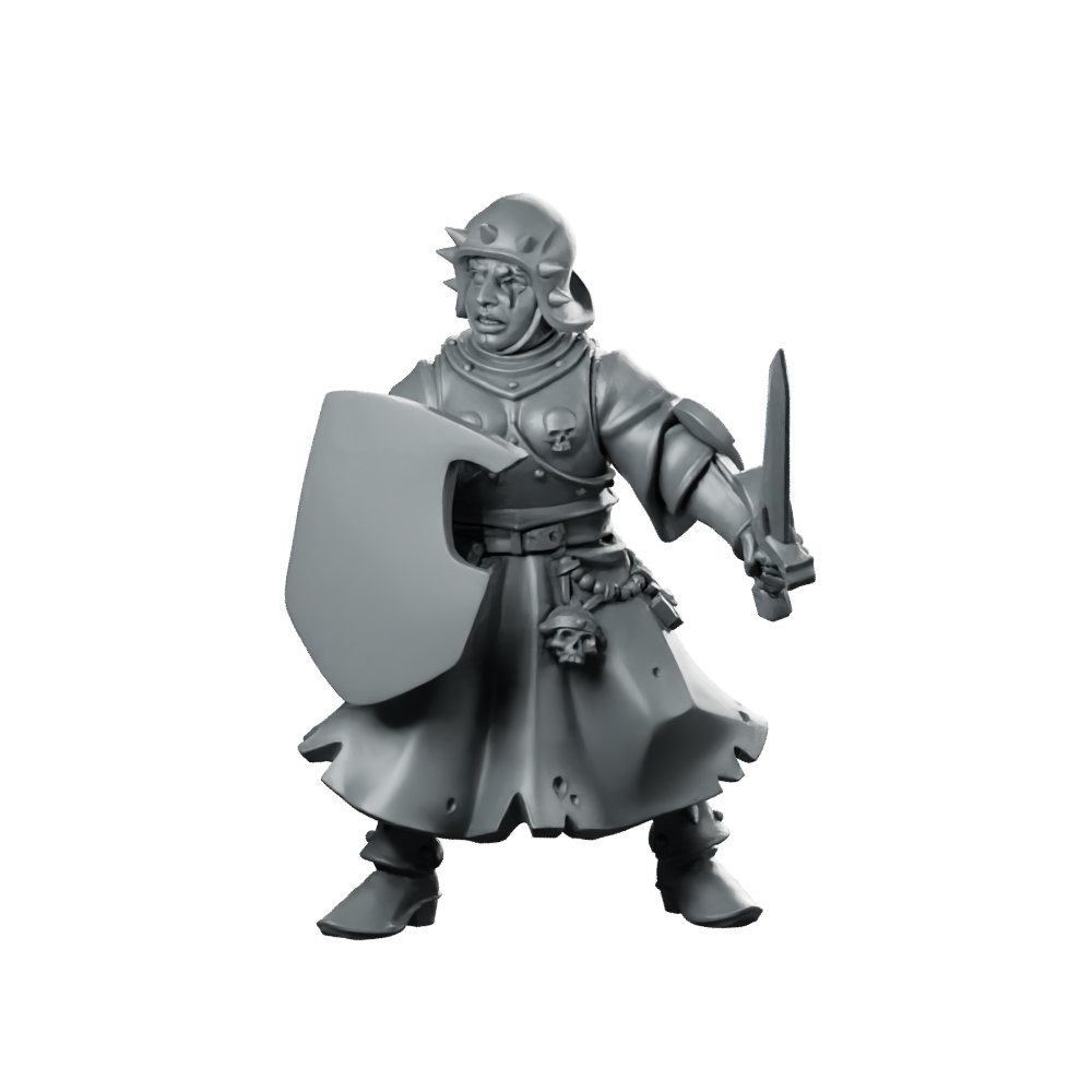 Swords For Hire Zealous Nun 10 Miniature Shieldmaiden Miniature 360 Spin 01