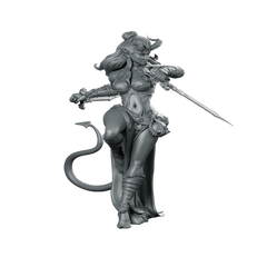 Sylira Shadowhorn Miniature Tiefling Swordswoman Miniature 360 Spin 01