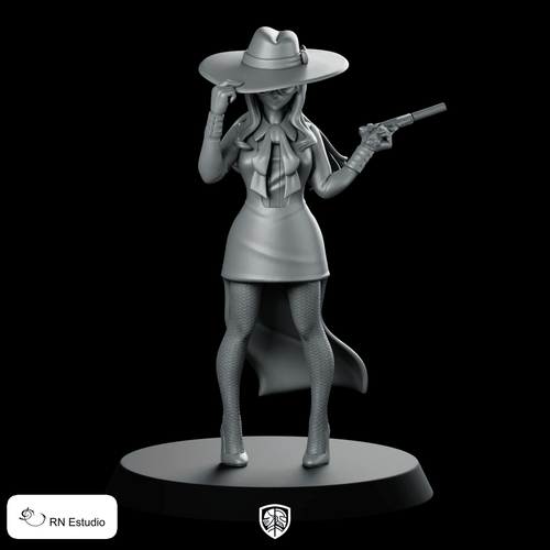 Sylvia Miniature Sci - Fi Femme Fatale Gunslinger Resin - RN Estudio - We Print Miniatures