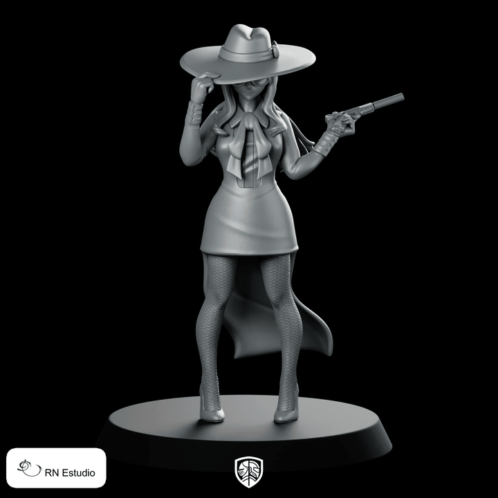 Sylvia Miniatuur Sci-Fi Femme Fatale Revolverheldin Hars